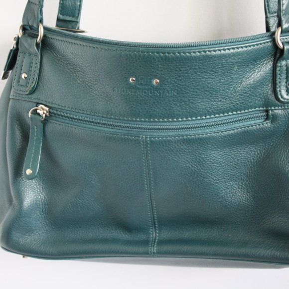 Teal Green Stone Mountain Leather purse Shoulder bag Rich deep Colour Autumn - Picture 5 of 15